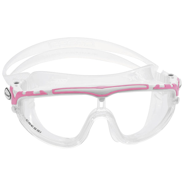 Open Box Cressi Adult Wide View Silicone Skylight Swimming Mask - Clear/White/Pink - DIPNDIVE