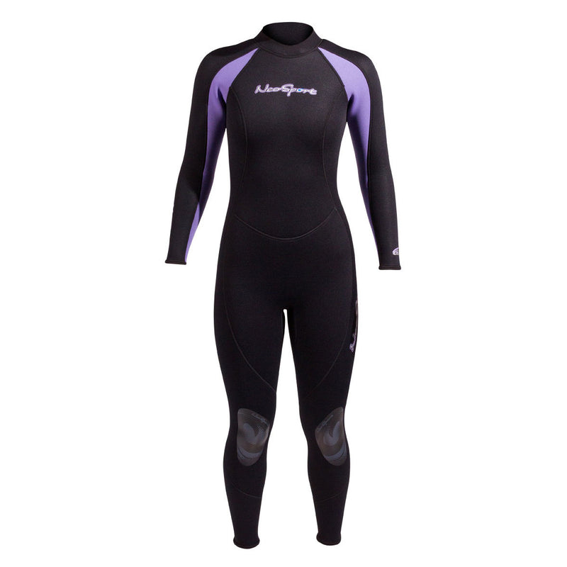 NeoSport 3/2mm Women’s Neoprene Backzip Jumpsuits-Black/Purple-8 - DIPNDIVE