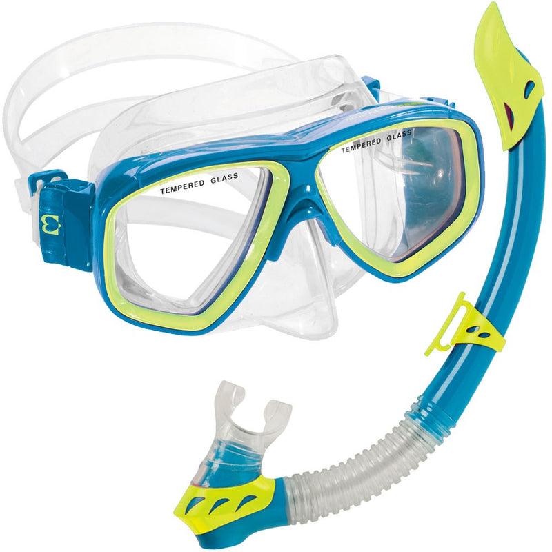 Open Box Cressi Junior Rocks Mask Fin Snorkel SET-Blue / Yellow-LGXLG - DIPNDIVE