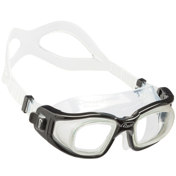 Open Box Cressi Swim Galileo Tempered Glass Lenses Goggle - Clear / Black - DIPNDIVE
