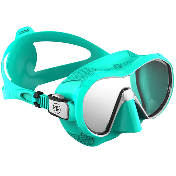 Open Box Aqua Lung Plazma Frameless Panoramic Diving Mask - Teal/White - DIPNDIVE