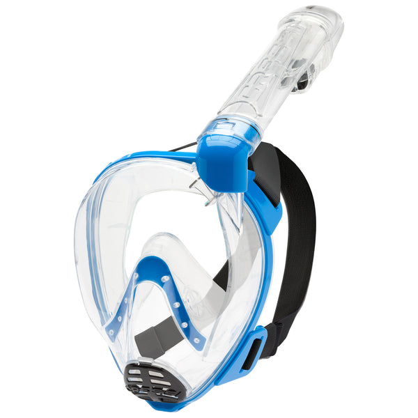 Open Box Cressi Baron Adult Snorkeling Full Face Mask - Clear/Blue, Size: Medium/Large - DIPNDIVE