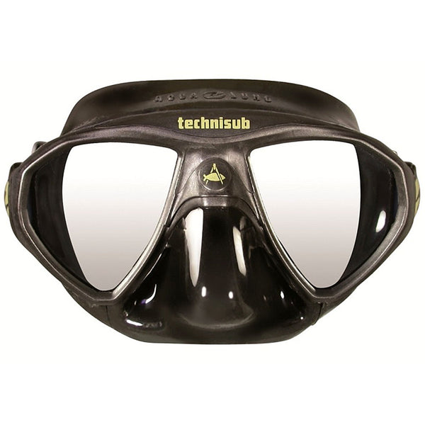 Used Aqua Lung MicroMask Double Lens Dive Mask-Black/Black Silicone - DIPNDIVE
