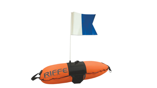 Open Box Riffe TORPEDO PRO Dive Float with Flag Blue & White - DIPNDIVE