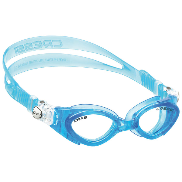 Open Box Cressi Crab Silicone Swim Goggles, Blue / Blue, Clear Lens - DIPNDIVE