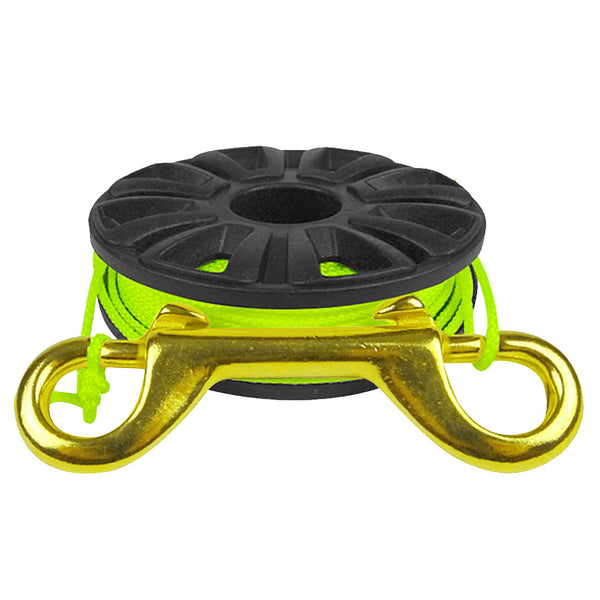 Open Box ScubaMax DR-02-Y 75 Ft Finger Spool with Brass Clip - DIPNDIVE