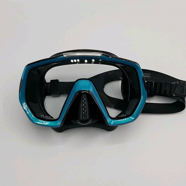 Used Tusa M-1003 Freedom Elite Dive Mask-Ocean Green / Black Silicone