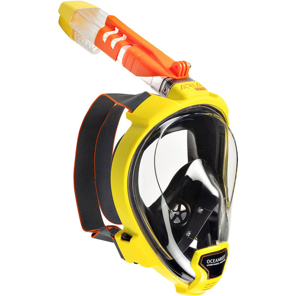 Used Ocean Reef ARIA QR+ Full Face Snorkeling Mask-Yellow-Medium/Large - DIPNDIVE