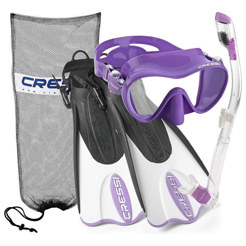 Cressi F1 Mask - Supernova Dry Snorkel - Palau SAF Fins Snorkel Set - DIPNDIVE