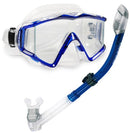 Used Cressi Panoramic 3 Dive Mask and Supernova Dry Snorkel Combo-Blue - DIPNDIVE