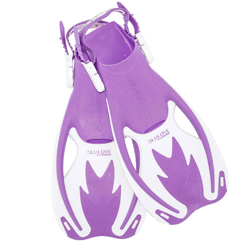 Open Box Cressi Junior Rocks Dry Mask Fin Snorkel Set-Lilac / White-Small / Medium - DIPNDIVE