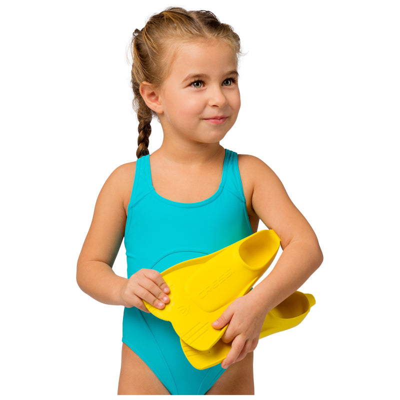 Used Cressi Kids Mini Light Floating Swim Fins - Yellow, Size - 34/35 - DIPNDIVE