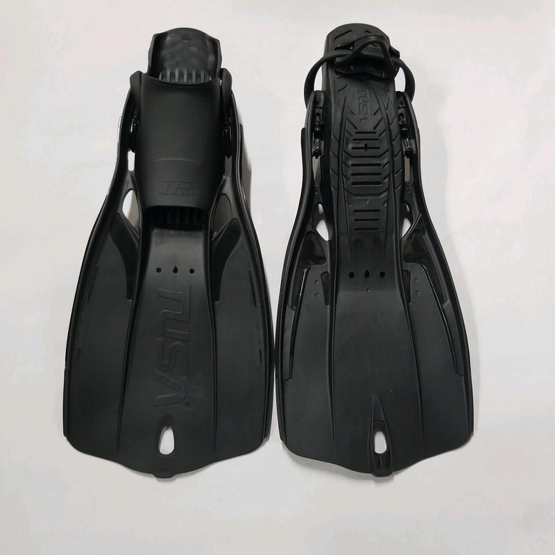 Used Tusa Travel Right Scuba Diving Fins - Black - Large - DIPNDIVE