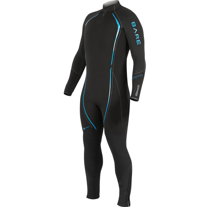 Used Bare 5mm Mens Reactive Full Wetsuit-Blue-Large - DIPNDIVE