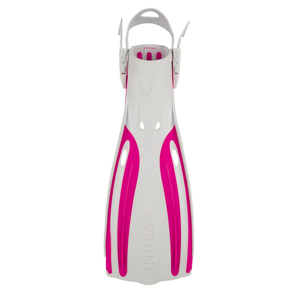 Open Box Oceanic Viper 2 Open Heel Scuba Dive Fins - White/Pink - X-Small