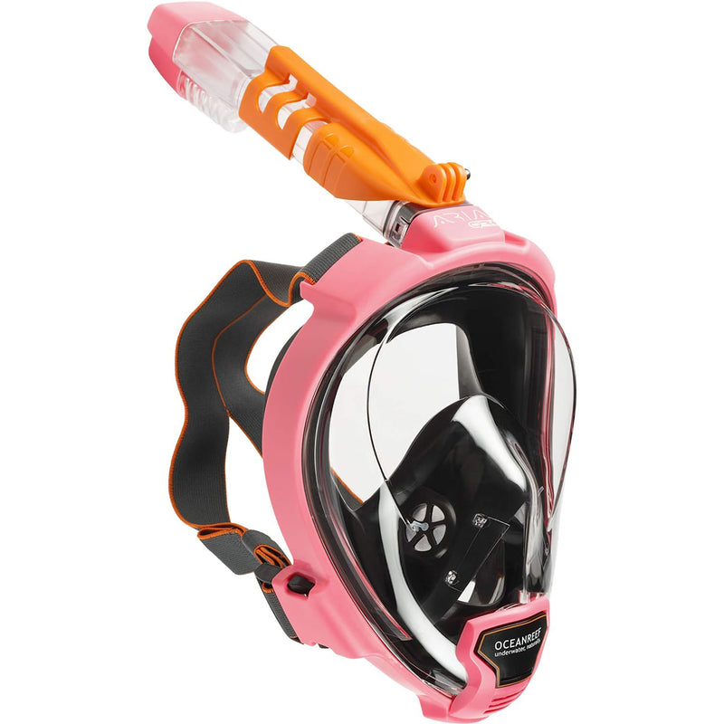 Open Box Ocean Reef ARIA QR+ Full Face Snorkeling Mask, Pink, Size: Small/Medium