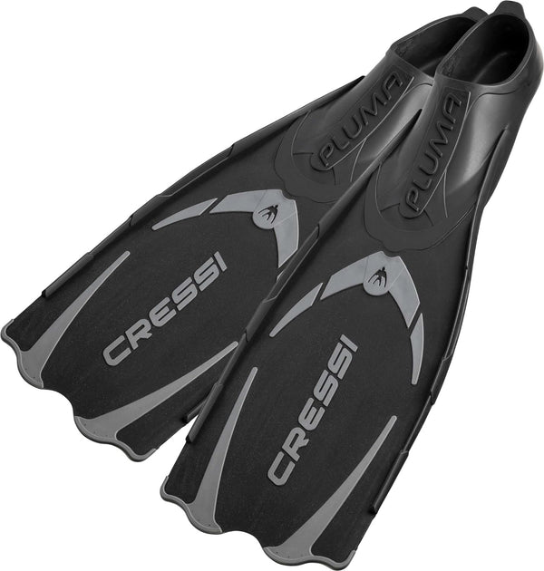 Used Cressi Pluma Full Foot Fins-Black / Silver 45-46