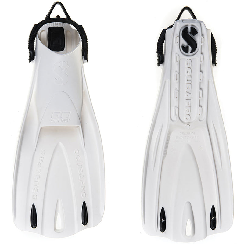 Used ScubaPro GO Sport Dive Fins, White, Size: Large - DIPNDIVE