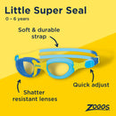 Zoggs Kids' Little Super Seal Swim Goggles Blue/Yellow - Clear Lens - DIPNDIVE