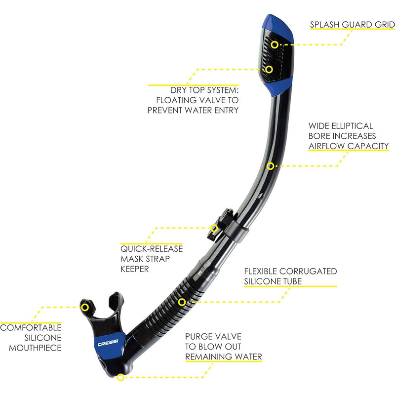 Cressi F-Dual and Supernova Dry Snorkel Combo - DIPNDIVE