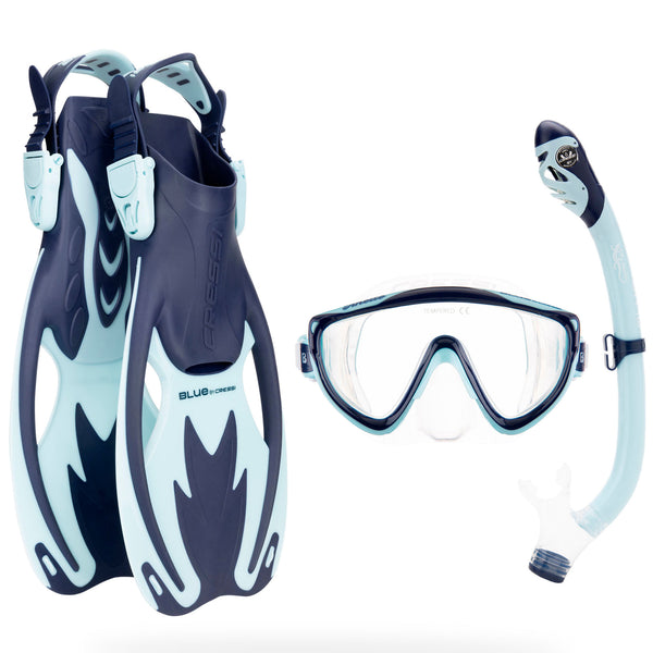 Cressi Tinetto Rocks Dry Snorkeling Set - Tinetto Mask, Iguana Dry Snorkel, Rocks Fins - DIPNDIVE