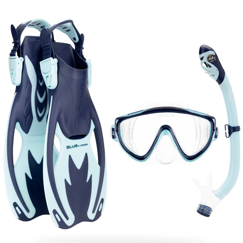 Cressi Tinetto Rocks Dry Snorkeling Set - Tinetto Mask, Iguana Dry Snorkel, Rocks Fins - DIPNDIVE