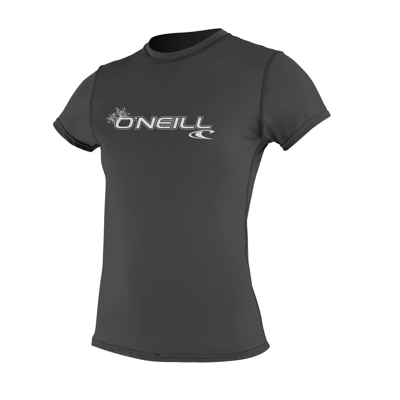 Open Box O'Neill Women's Basic Skins Short Sleeve Sun Shirt, Black, Size: X-Small - DIPNDIVE
