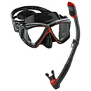 Used Cressi Pano 4 Dive Mask and Supernova Dry Snorkel Combo - Black/Red - DIPNDIVE