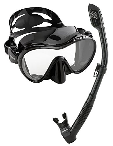 Used Cressi Frameless Dive Mask and Supernova Dry Snorkel Combo-Black