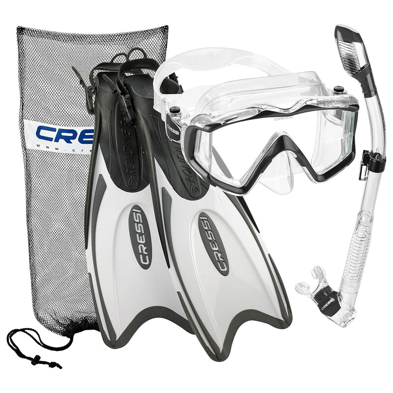 Cressi Pano 3 Mask - Supernova Dry Snorkel - Palau Fins Snorkel Set - DIPNDIVE