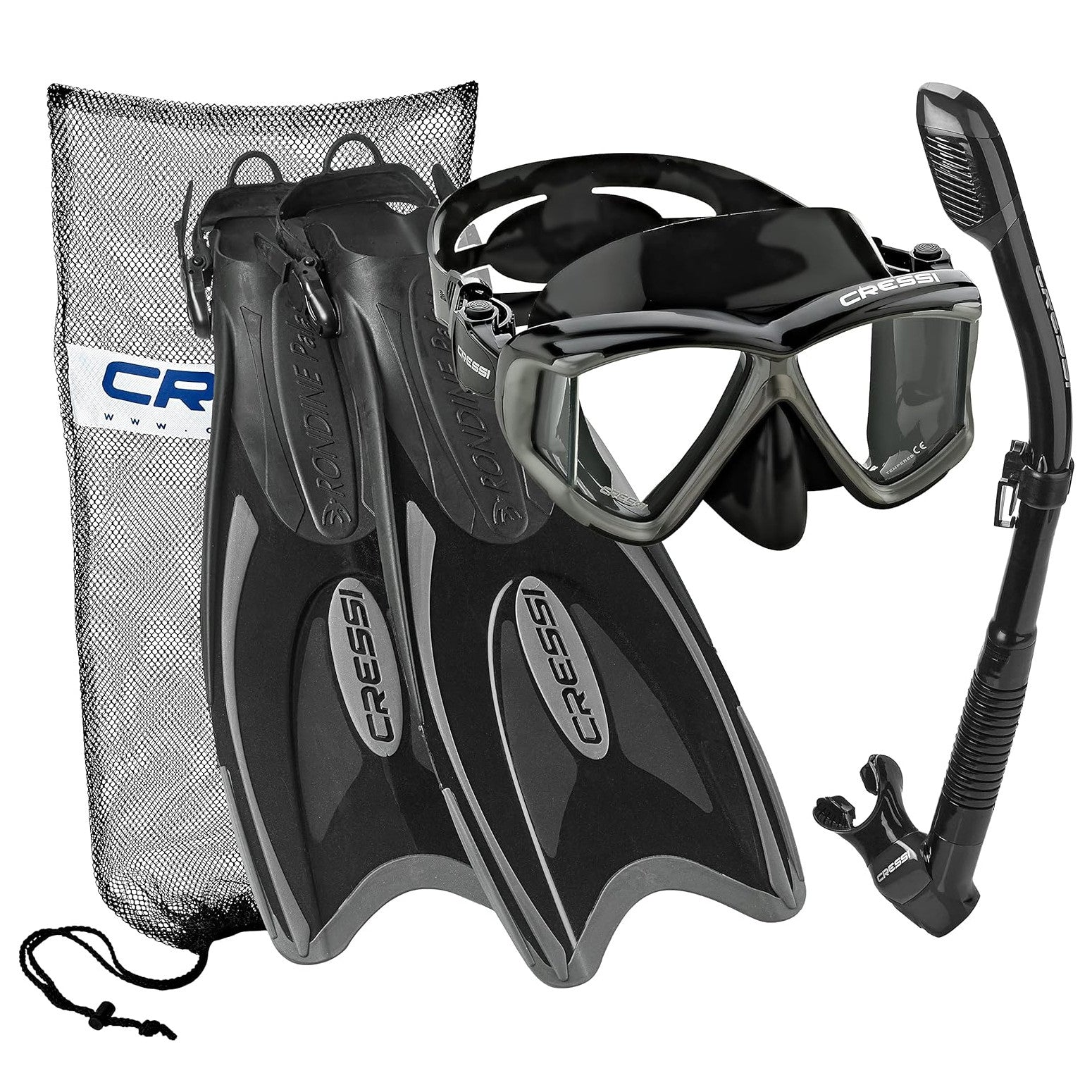 Cressi Pano 4 Mask - Supernova Dry Snorkel - Palau Fins Snorkel Set ...