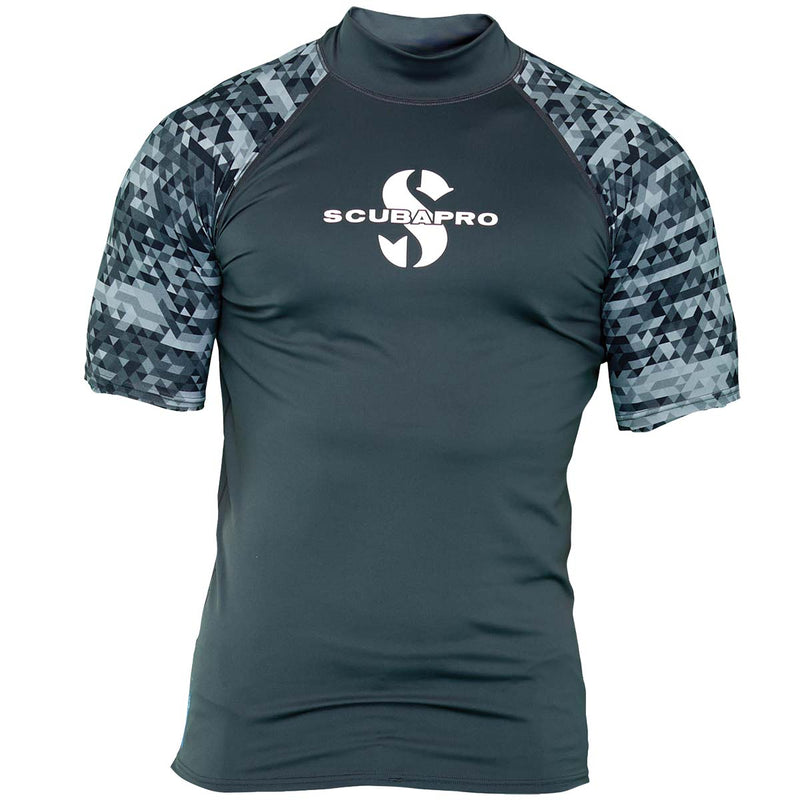 Open Box ScubaPro Men's UPF 50 Short Sleeve Rash Guard - Graphite, Size XLG - DIPNDIVE