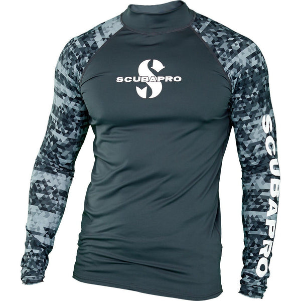 Open Box ScubaPro Men's UPF 50 Long Sleeve Rash Guard - Graphite - XXL - DIPNDIVE