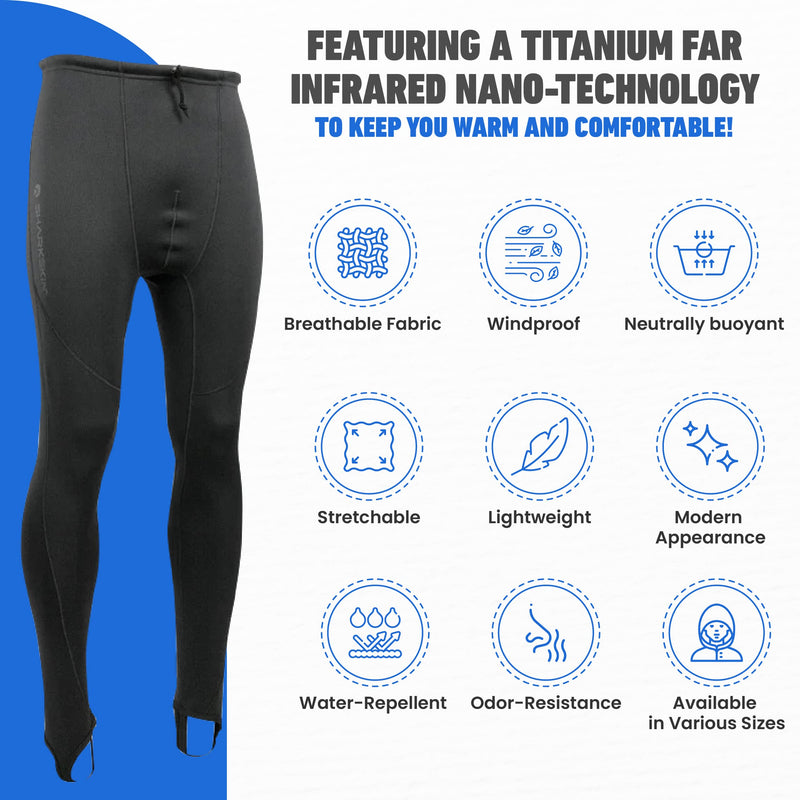 Open Box Sharkskin Men's Titanium 2 Chillproof Long Pants - Black - Small