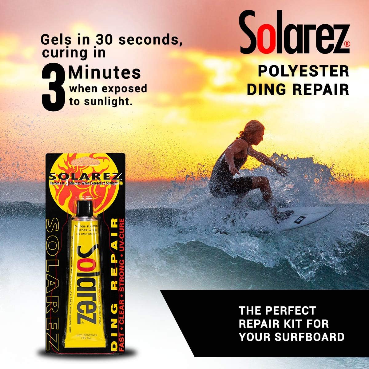 Solarez UV Cure Polyester Ding Resin - Surfboard Repair Kit 2.0oz - DIPNDIVE