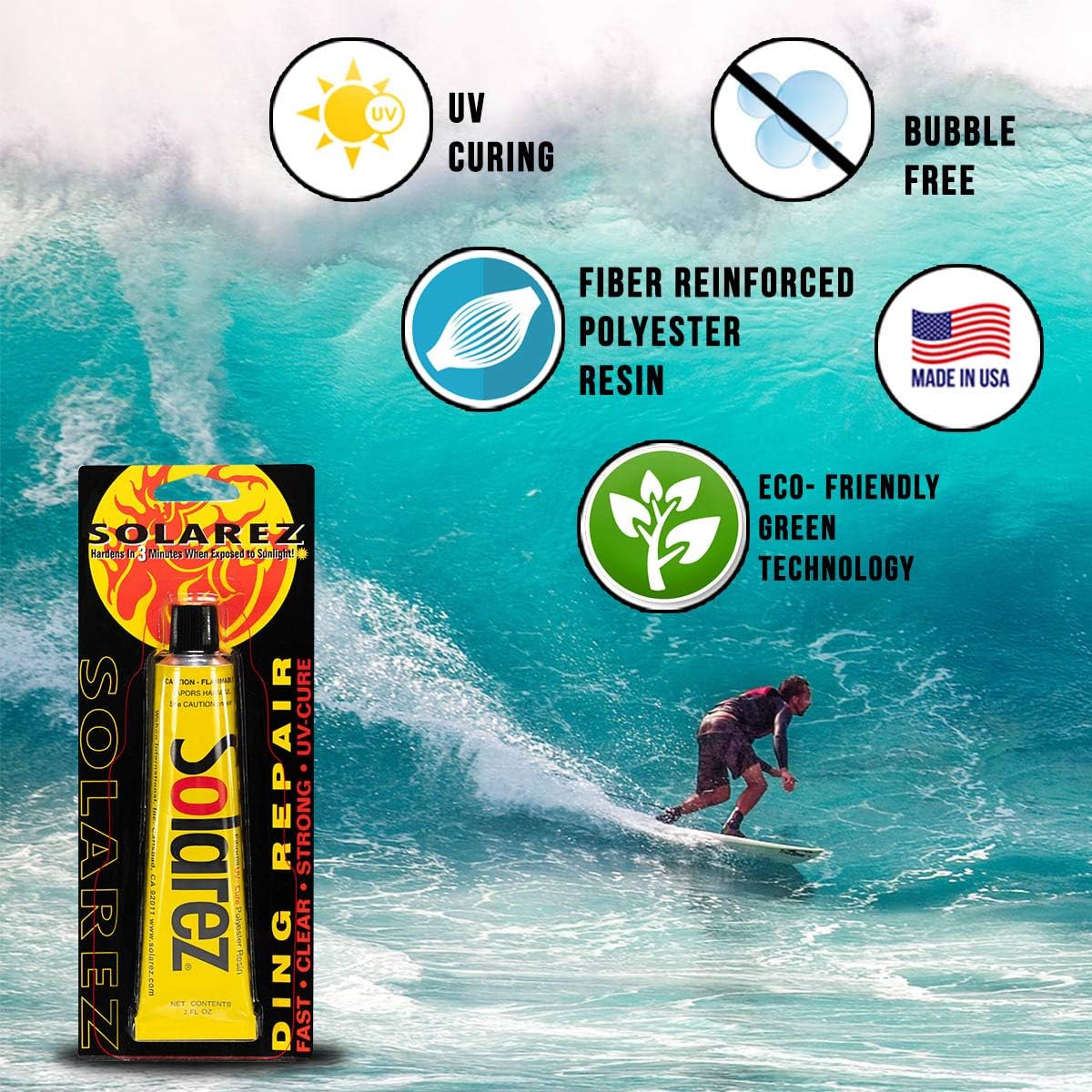 Solarez UV Cure Polyester Ding Resin - Surfboard Repair Kit 2.0oz - DIPNDIVE