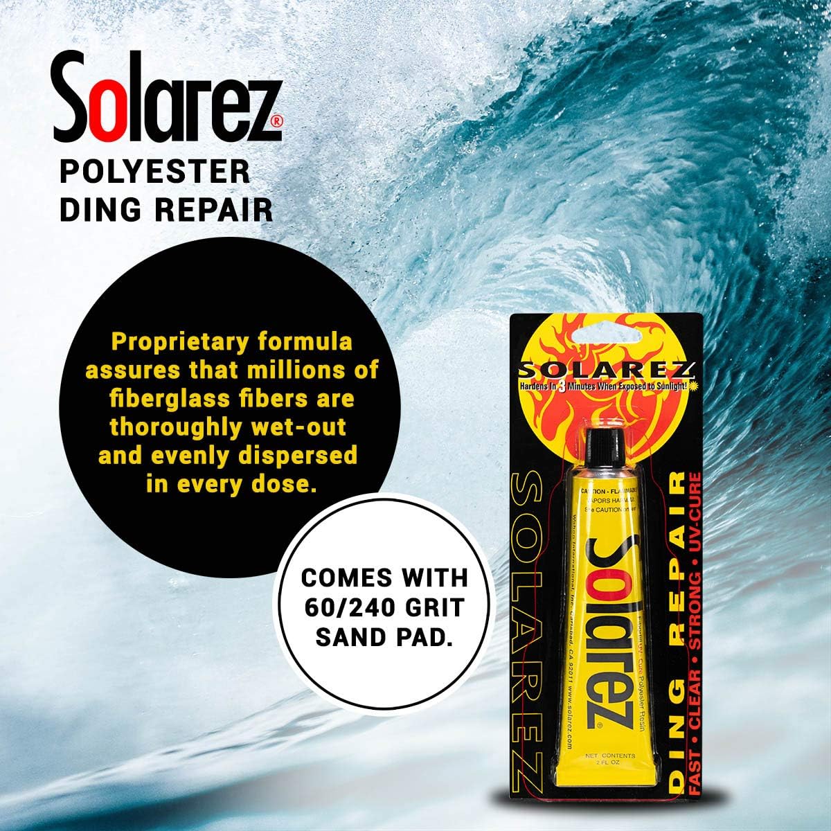 Solarez UV Cure Polyester Ding Resin - Surfboard Repair Kit 2.0oz - DIPNDIVE