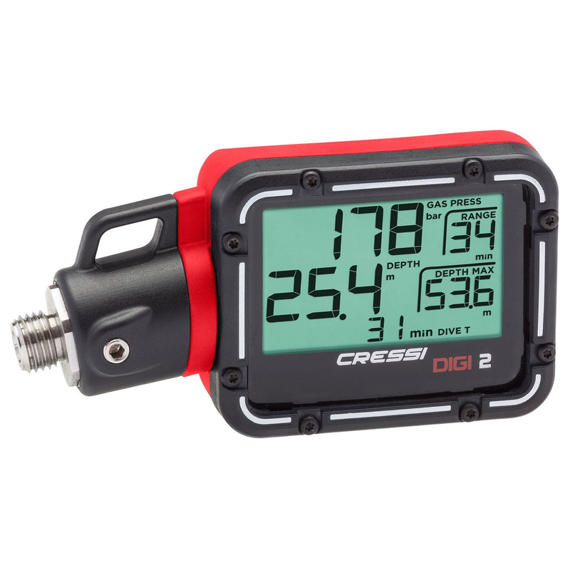 Used Cressi Digi 2 Digital Pressure and Depth Gauge - Red