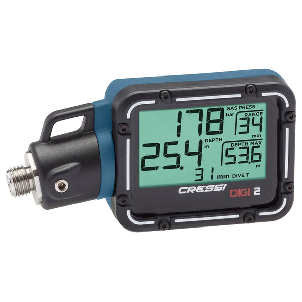 Used Cressi Digi 2 Digital Pressure and Depth Gauge - Blue