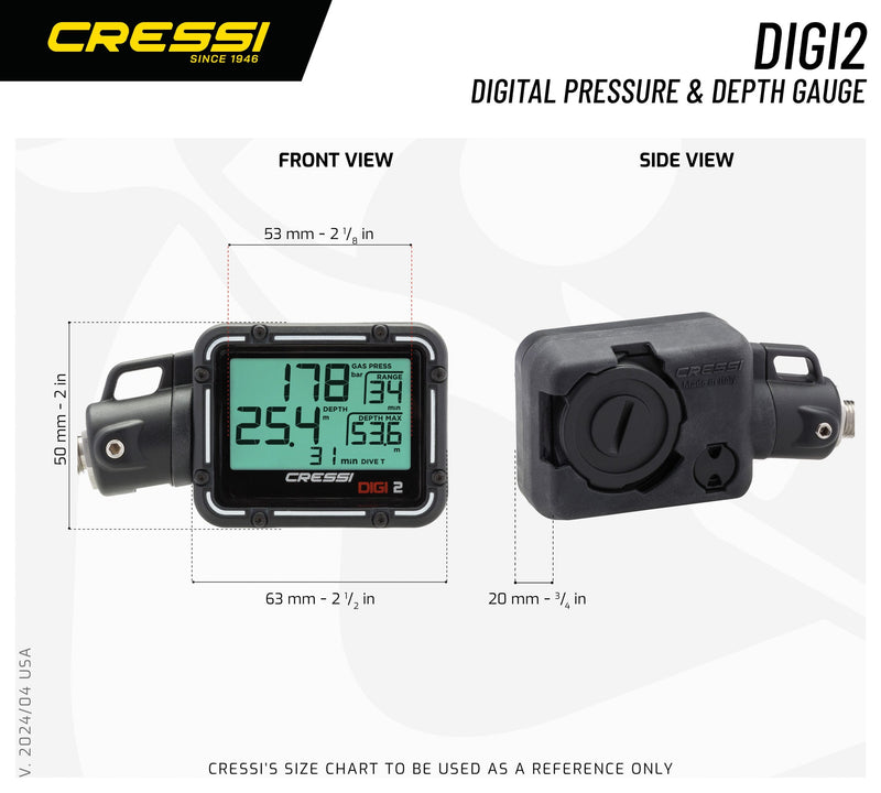 Open Box Cressi Digi 2 Digital Pressure and Depth Gauge Black
