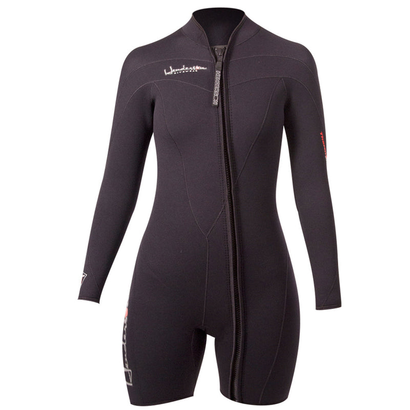 Used Henderson Woman Thermoprene Long Sleeve Shorty / Jacket (Front Zip) 3mm Scuba Wetsuit - Size 4 - DIPNDIVE