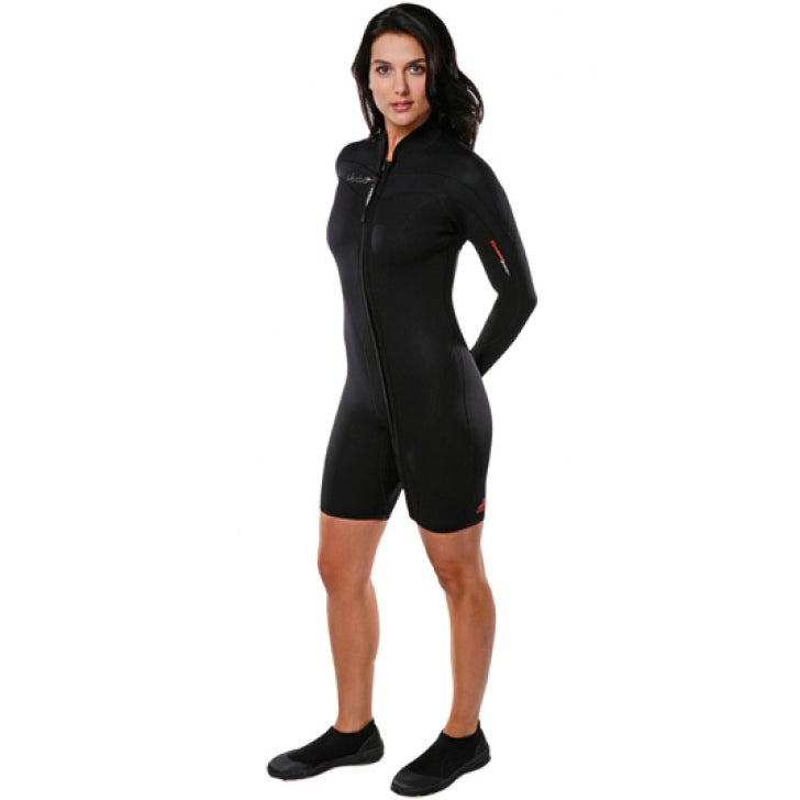 Used Henderson Woman Thermoprene Long Sleeve Shorty / Jacket (Front Zip) 3mm Scuba Wetsuit - Size 4 - DIPNDIVE