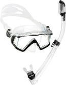 Open Box Cressi Pano 3 Dive Mask and Supernova Dry Snorkel Combo - Clear/Titanium - DIPNDIVE