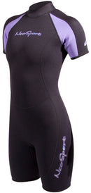 Used NeoSport 3mm Women's Neoprene Back Zip Shorty, Black/Lavender, 12