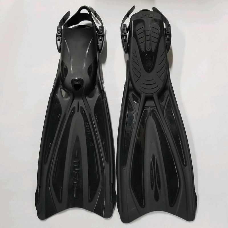 Used Tusa Open Heel Solla Dive Fins-Black-Large/X-Large - DIPNDIVE