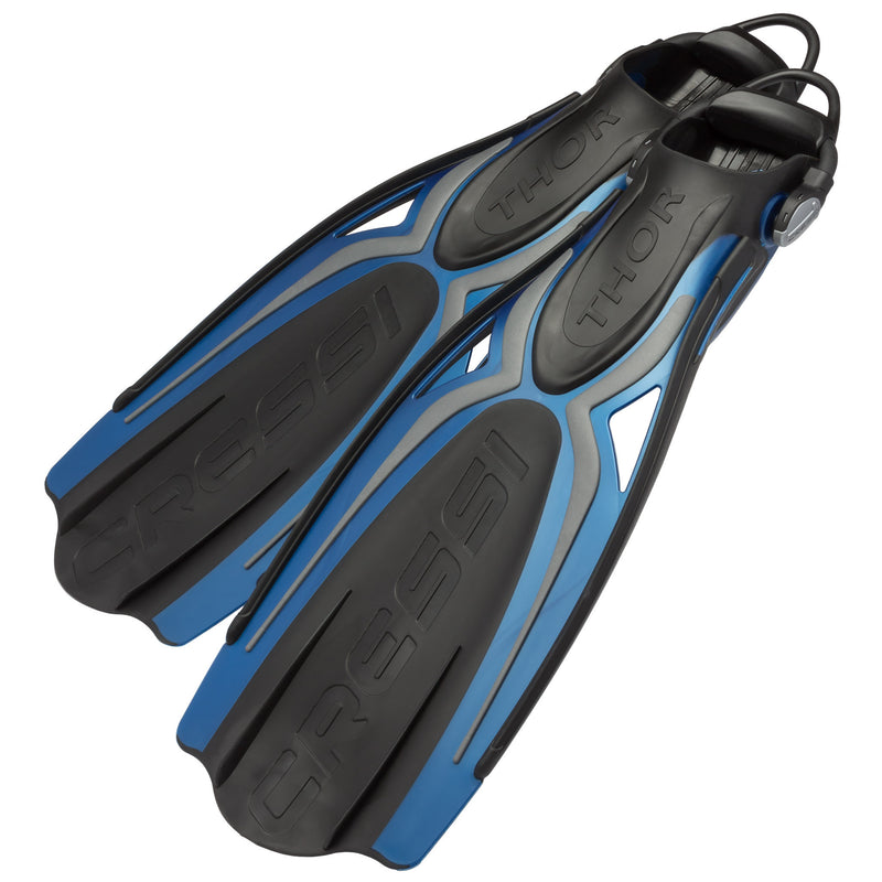 Used Cressi Thor EBS Dive Fins - Blue / Silver, Size: Large - DIPNDIVE