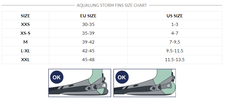 Open Box Aqua Lung Storm Dive Fins - Petrol - Large/X-Large