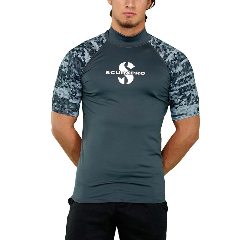 Open Box ScubaPro Men's UPF 50 Short Sleeve Rash Guard - Graphite, Size XLG - DIPNDIVE