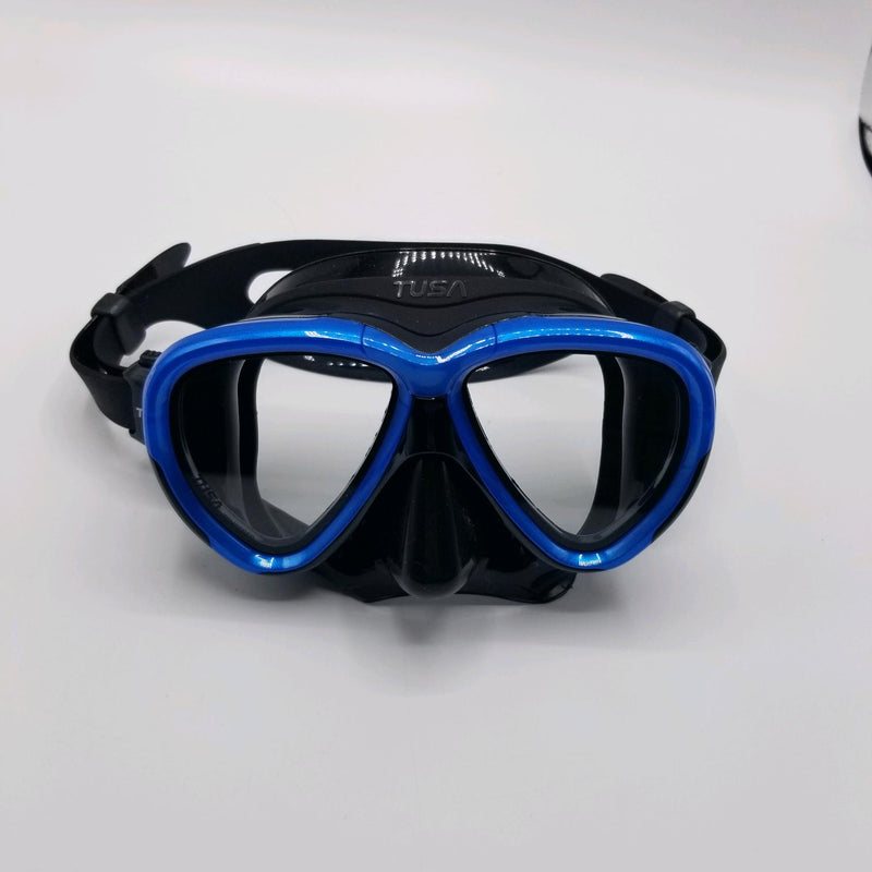 Open Box Tusa Intega Scuba Diving Mask - Fishtail Blue/Black Silicone - DIPNDIVE