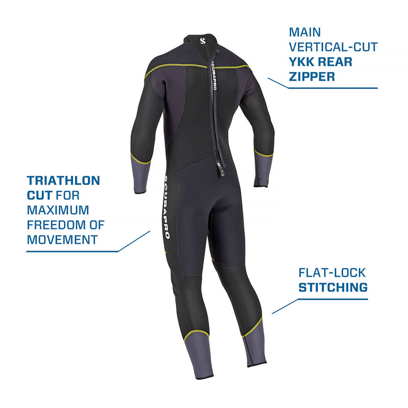 Open Box ScubaPro Men's Sport Steamer 3mm Bzip Wetsuit - Black/Yellow - XXLarge - DIPNDIVE